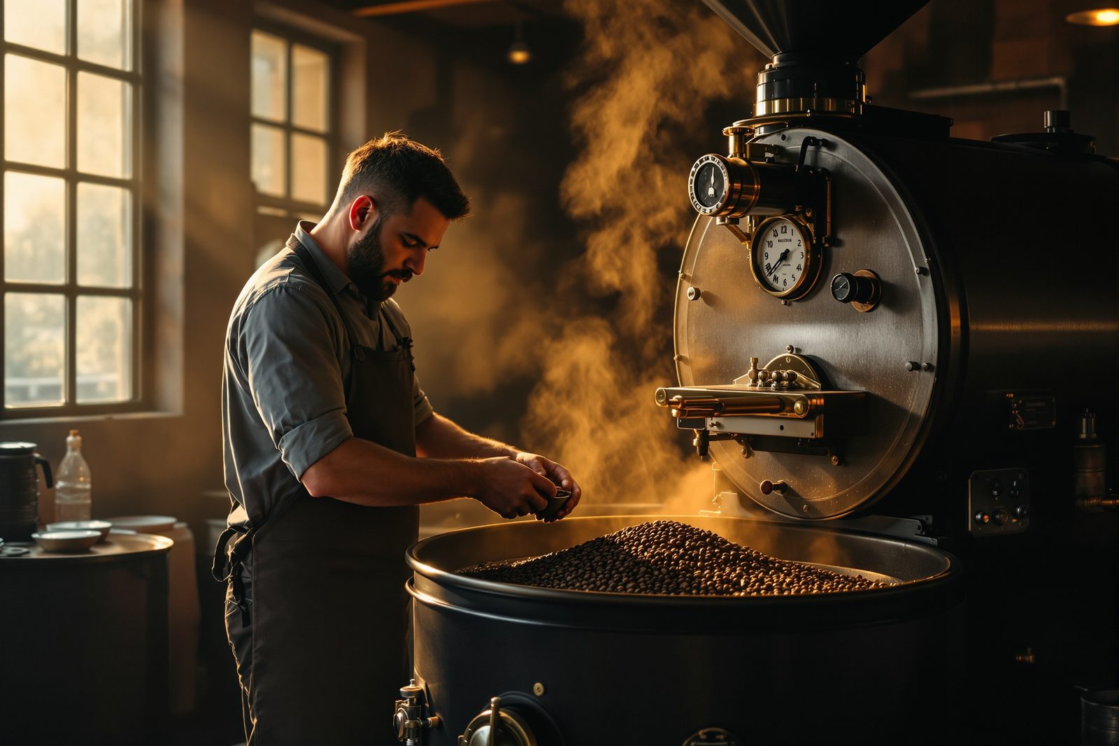 Roaster at work at first light
